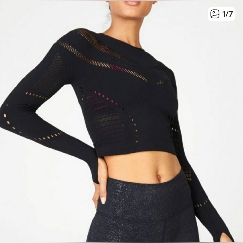 Fabletics Sarah Sculptknit Long Sleeve Mesh Crop Top